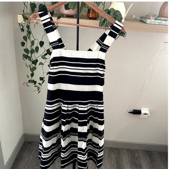 Banana Republic Striped Pleated Fit and Flare Mini Dress Size 10P - Picture 2 of 5